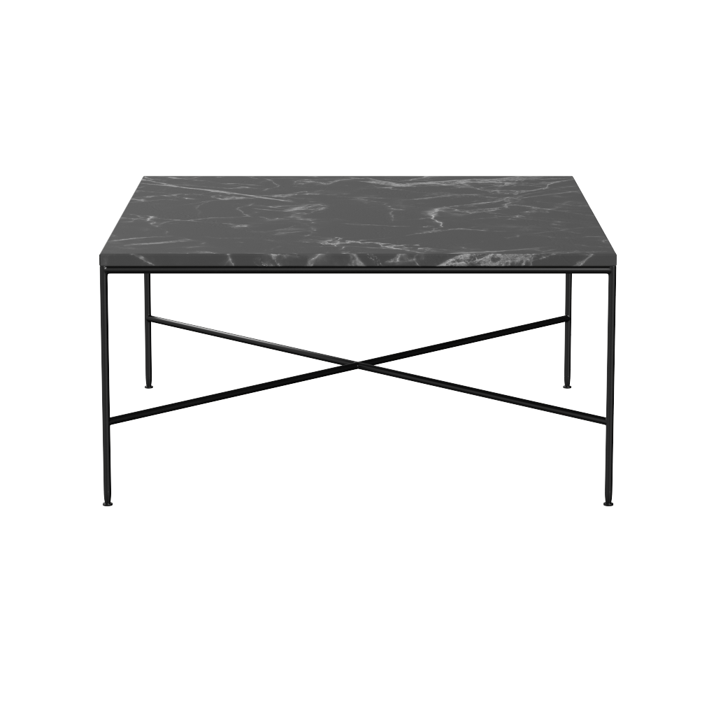 Mesa de centro Planner MC320 com tampo em mármore e estrutura em aço preto