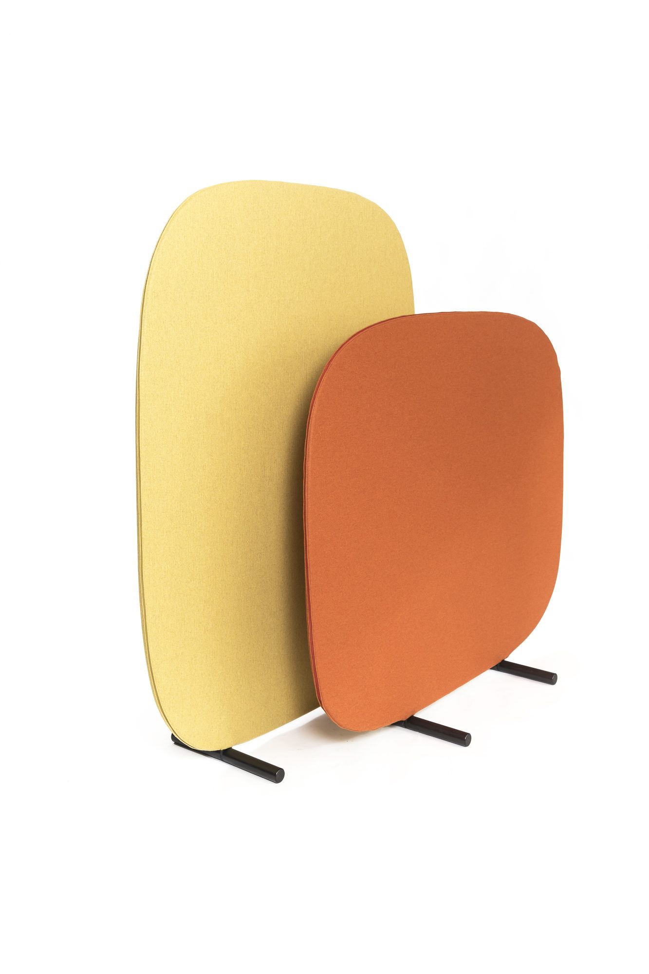 Divisórias Katve vertical e horizontal, em amarelo e laranja
