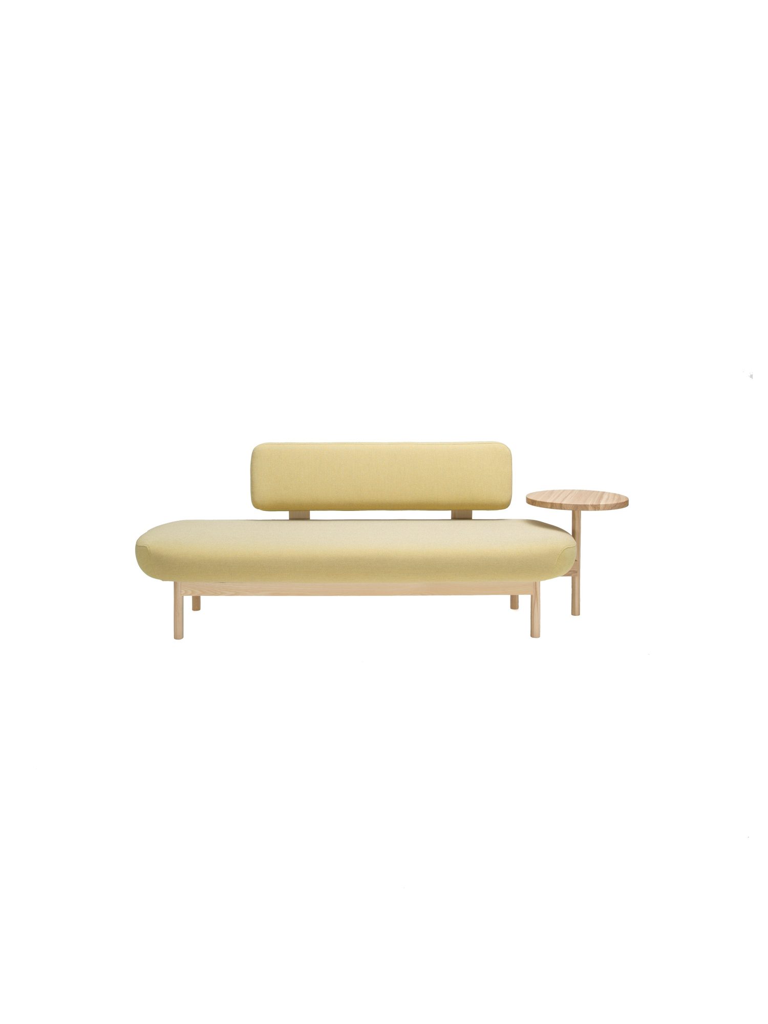 Banco Linko amarelo com mesa lateral de madeira