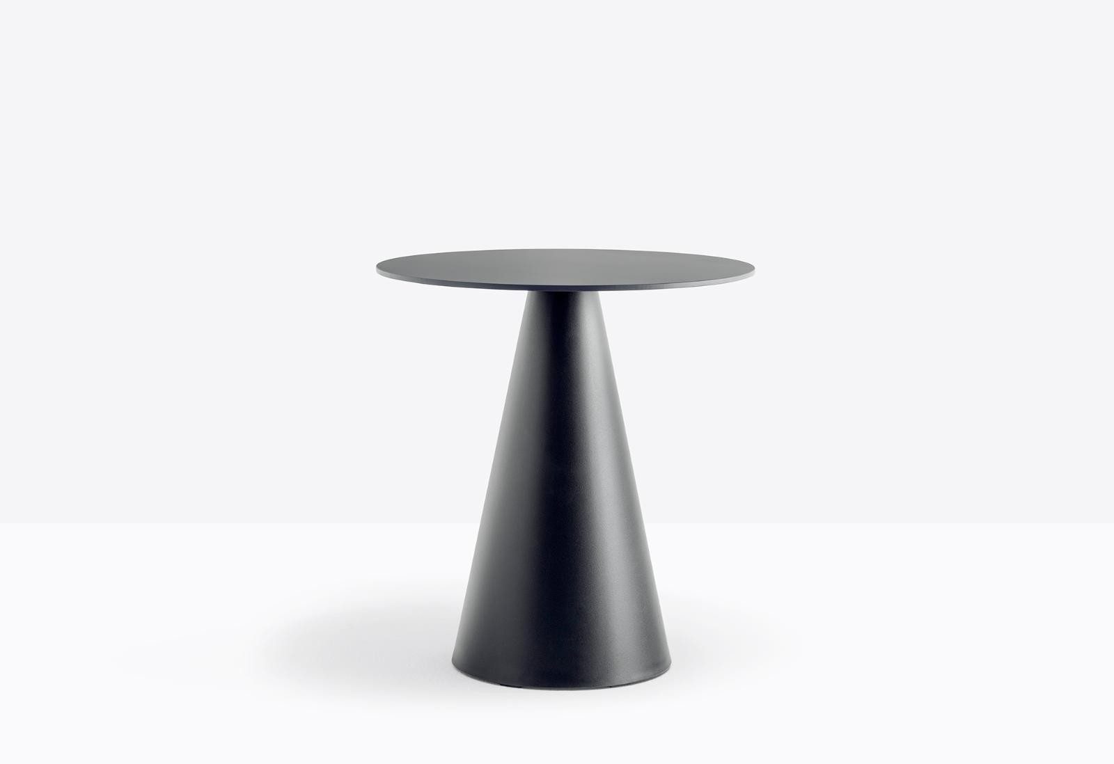 Mesa Ikon com base preta e tampo redondo